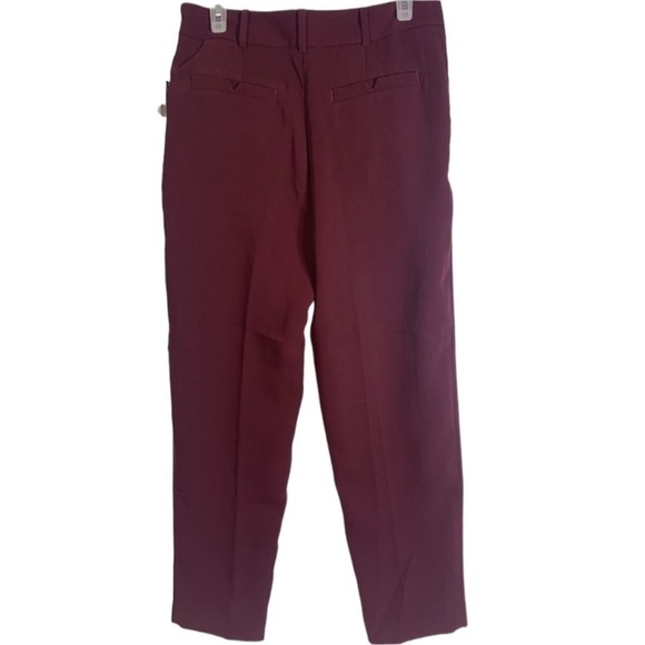 NWT Anthro Wine Red Sasha Button Front Tapered Leg Pants Relaxed Fit Cropped - Picture 5 of 10